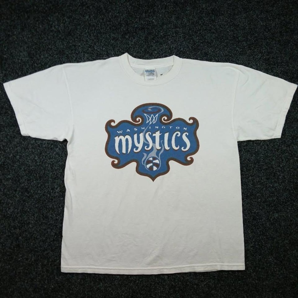Vintage Washington Mystics WNBA Gildan Ultra Cotton Graphic T-Shirt White XL